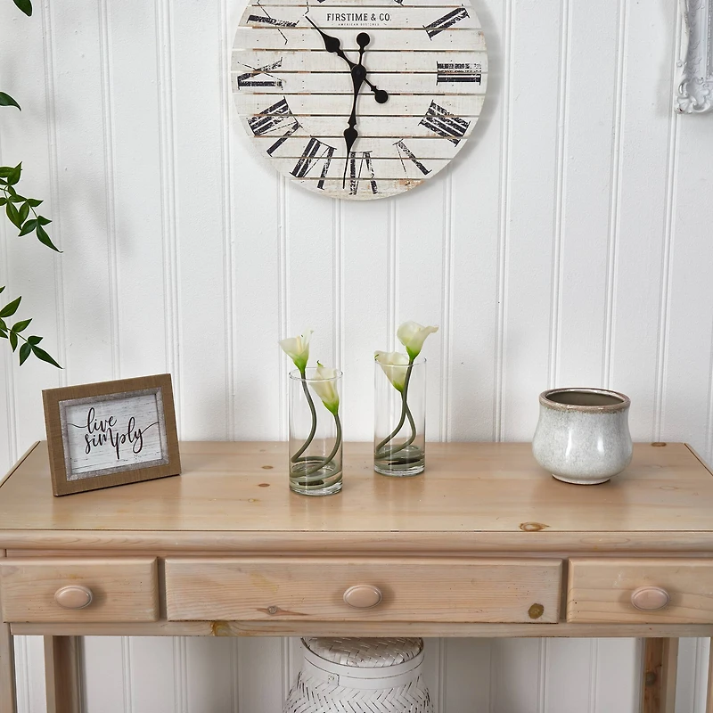 10.5" White Double Calla Lily with Cylinder Vase, 2ct.