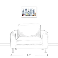 Juvie Doodle Buildings 12" x 18" Canvas Wall Art