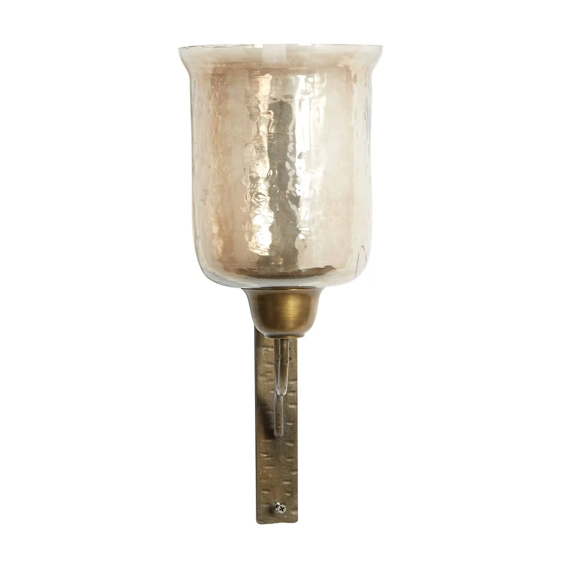 Bronze Iron and Glass Traditional Candle Wall Sconce, 17" x 7" x 9"