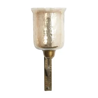 Bronze Iron and Glass Traditional Candle Wall Sconce, 17" x 7" x 9"