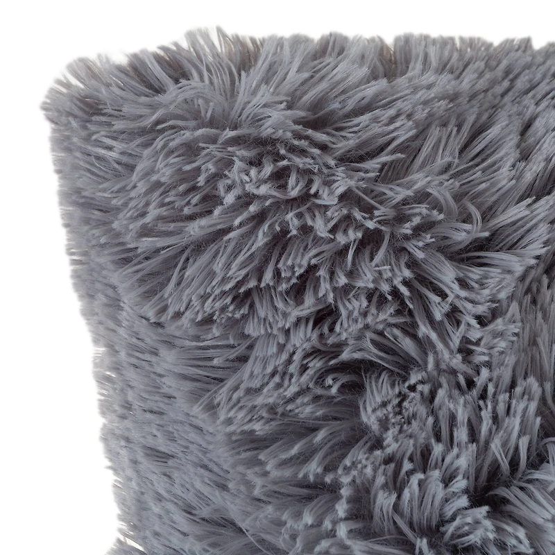 Hastings Home Gray Faux Fur Shag Pillows, 2ct.
