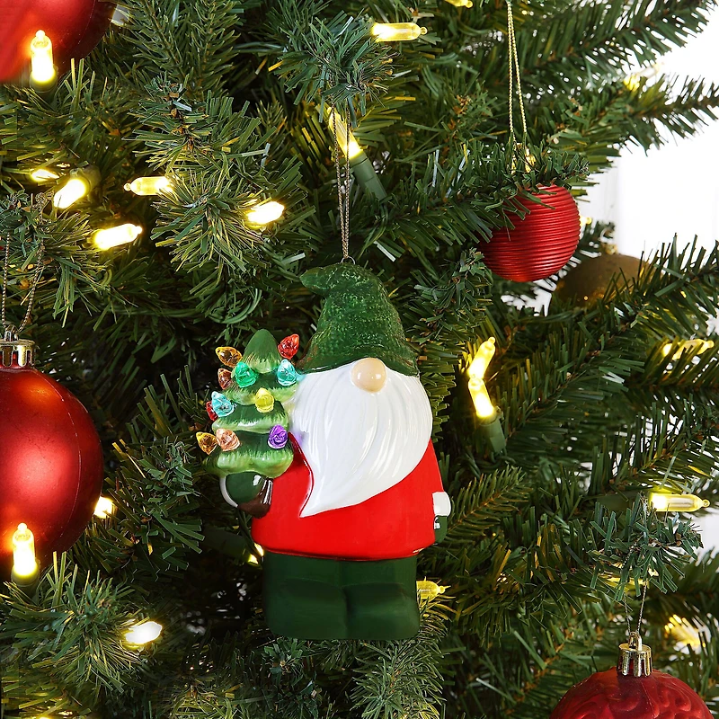 Nostalgic Ceramic LED Gnome Ornament