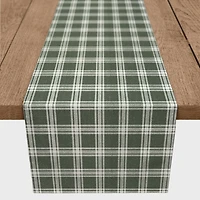 90" Plaid Hunter Green Cotton Twill Table Runner