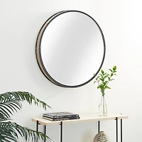 31.5" Black & Brown Contemporary Metal Wall Mirror