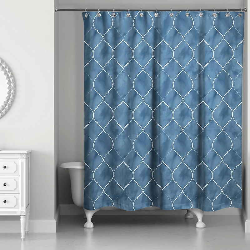 Blue Ogee Pattern 71" x 74" Shower Curtain