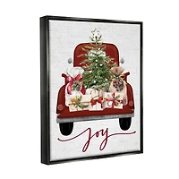 Stupell Industries Joy Holiday Red Gift Truck Framed Floater Canvas Wall Art