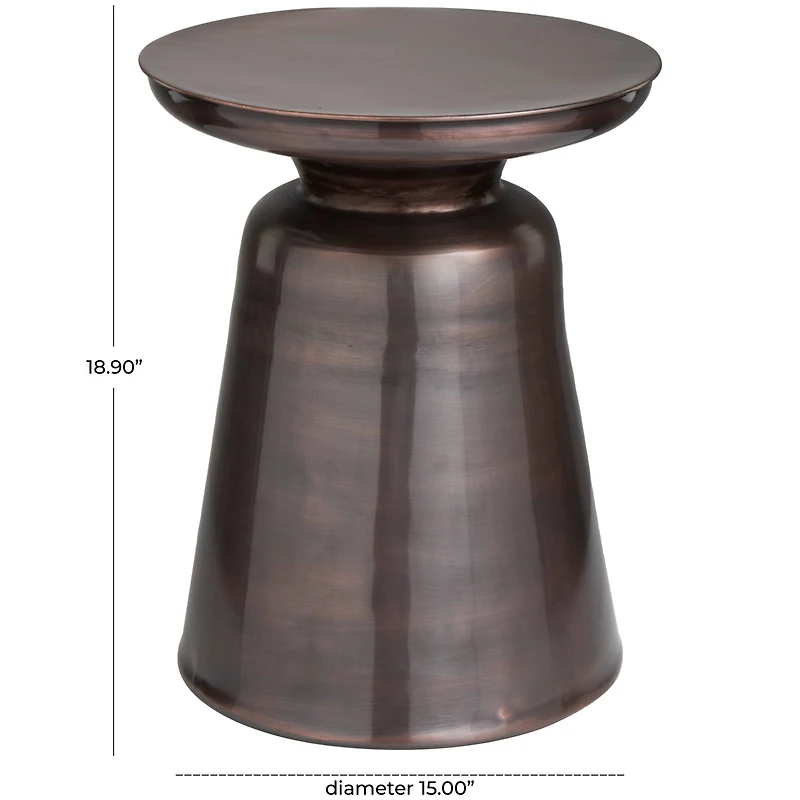 19" Copper Metal Accent Table with Bell Shaped Base