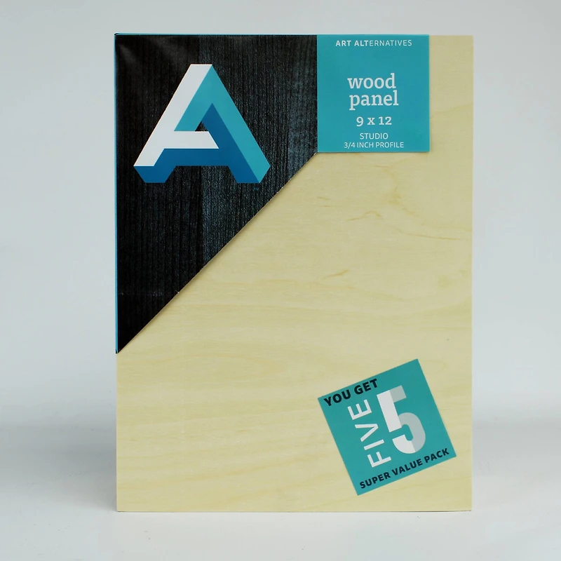 Art Alternatives 5 Pack 9" x 12" Value Pack Classic Studio Wood Panel