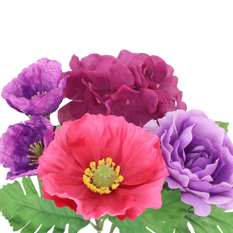 13" Purple & Red Poppy & Ranunculus Bush by Ashland®