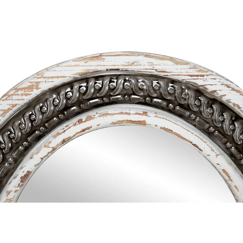 White Farmhouse Wood Wall Mirror, 30" x 30"