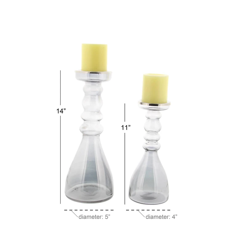 The Novogratz Glass Contemporary Candle Holder Set