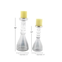 The Novogratz Glass Contemporary Candle Holder Set
