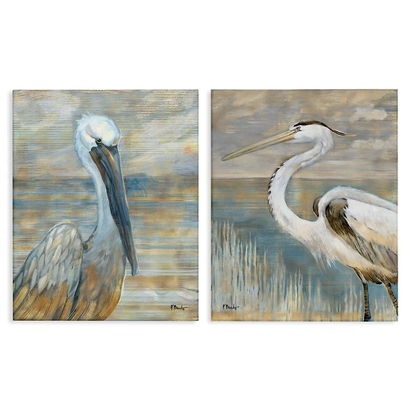 Stupell Industries Sea Birds Abstract Beach Canvas Wall Art Set