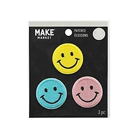 Smiley Face Iron On Patches, 3ct. by Make Market®