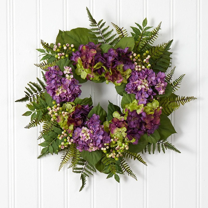 24” Purple Hydrangea with Berry Wreath