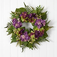 24” Purple Hydrangea with Berry Wreath