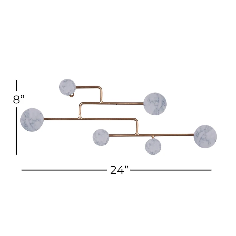 Gold Wood Glam Wall Hook, 7" x 24" x 2"