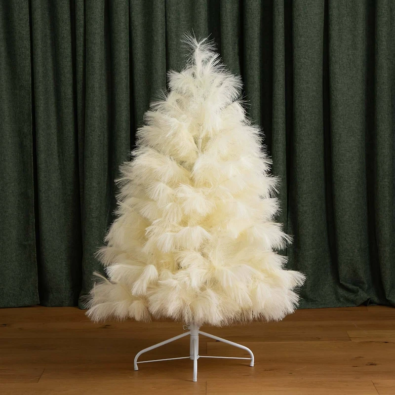 4ft. Unlit Off-White Pampas Grass Artificial Christmas Tree