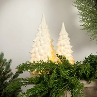 Hello Honey® 10.25" Cream Stoneware LED Tree with Cut-Outs & Iridescent Finish