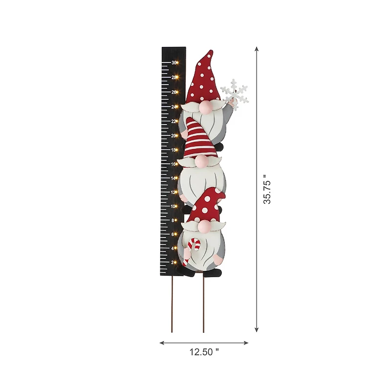 Glitzhome® 3ft. Lighted LED Gnome Snow Gauge Yard Stake