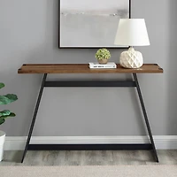 Walker Edison Reclaimed Barnwood Faux Wrap Modern Industrial Entry Table