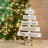 Glitzhome® 18" Wooden Nativity Tree Tabletop Décor