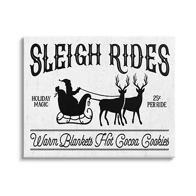 Stupell Industries Sleigh Rides Vintage Santa Claus Canvas Wall Art