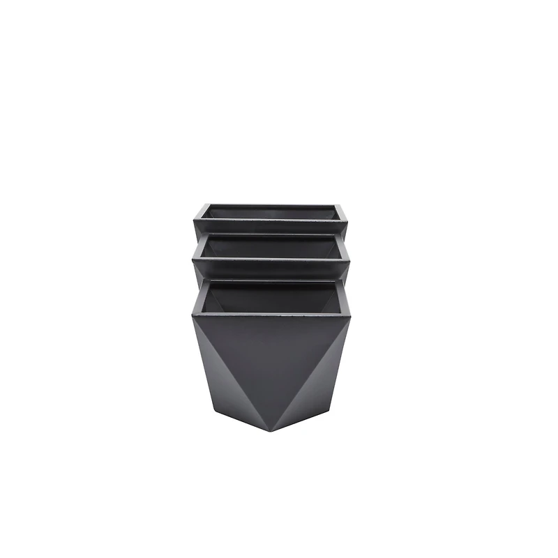 Black Modern Planter, Set of 3" 19", 16", 14"