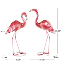 Tall Pink Ombre Textured Metal Flamingo Garden Sculpture Set