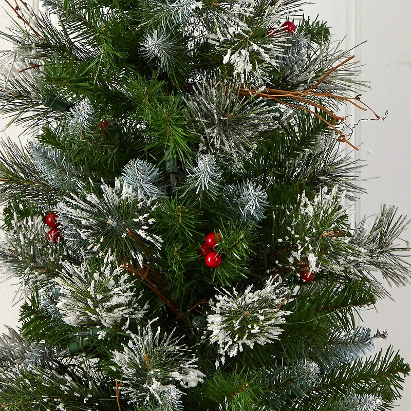3ft. Pre-Lit Artificial Christmas Tree with Berries, Clear Lights