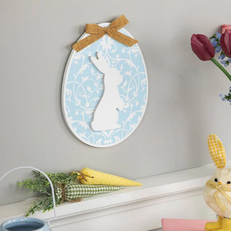 9.5" Easter Egg Bunny Wall Décor with Burlap Bow