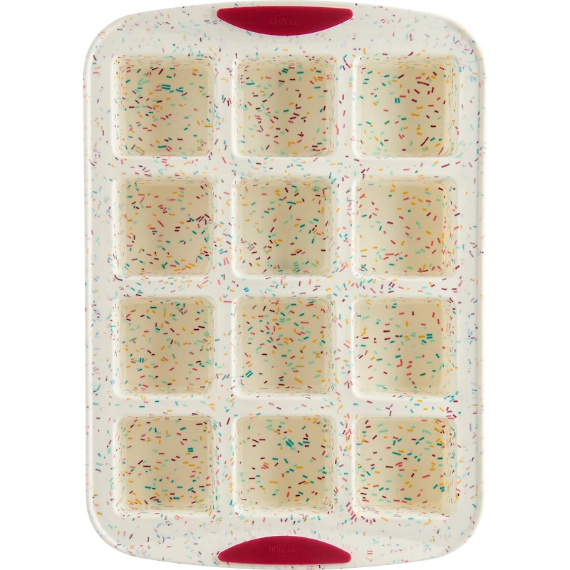 Trudeau® Structure Silicone™ 12-Cavity Confetti Fuchsia Brownie Pan