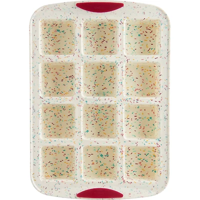 Trudeau® Structure Silicone™ 12-Cavity Confetti Fuchsia Brownie Pan