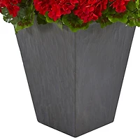 2.7ft. Red UV Resistant Geranium Artificial Plant in Slate Planter 