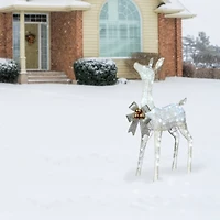 36" Pre-Lit Glittered Fawn