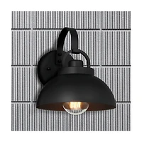 Hello Honey® Easton Matte Black Modern Farmhouse Metal Shade & Exposed Bulb Wall Mounted Outdoor Light