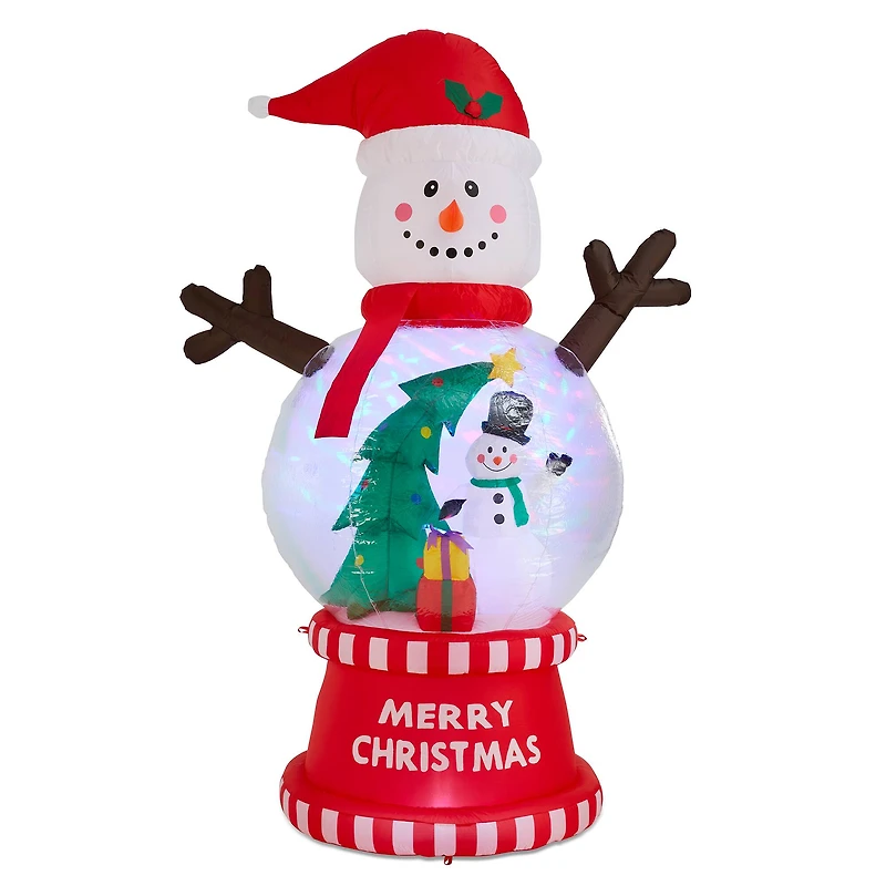 Glitzhome® 8FT Lighted Inflatable Snowman Globe Scene Decor