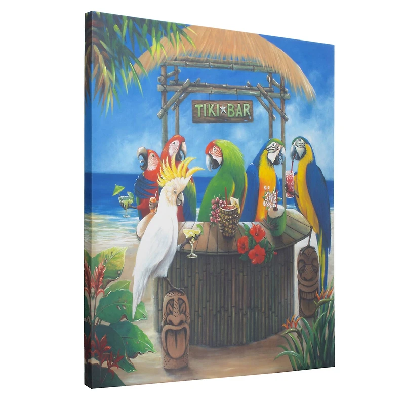 Tiki Birds Outdoor Canvas Art Print - 35"x35"