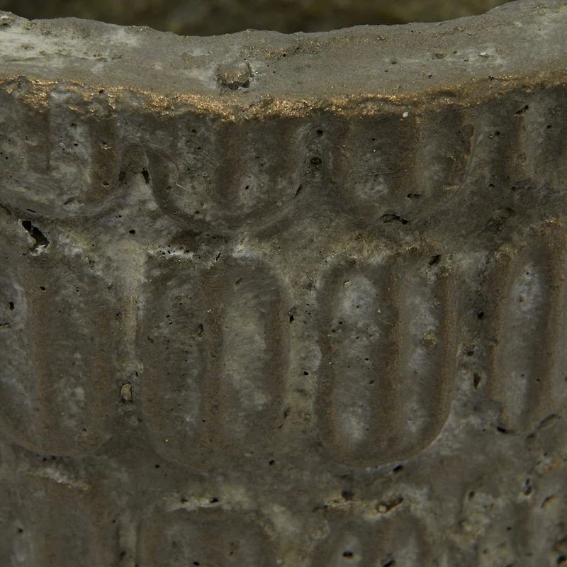 Hello Honey® 7" Distressed Black Debossed Cement Planter