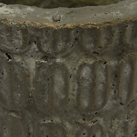 Hello Honey® 7" Distressed Black Debossed Cement Planter