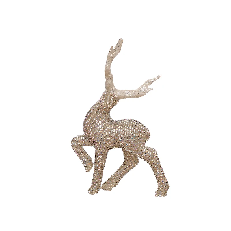8" Gold Glitter & Crystal Dancing Reindeer Tabletop Décor by Ashland®