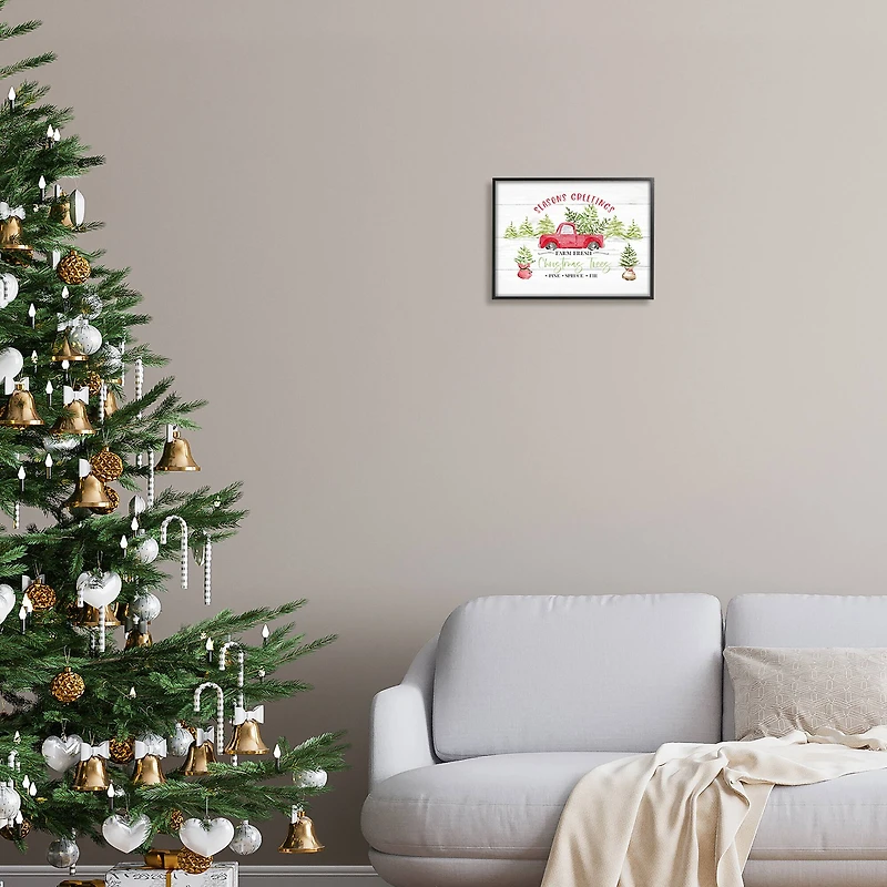 Stupell Industries Farm Fresh Christmas Trees Seasonal Framed Giclee Art