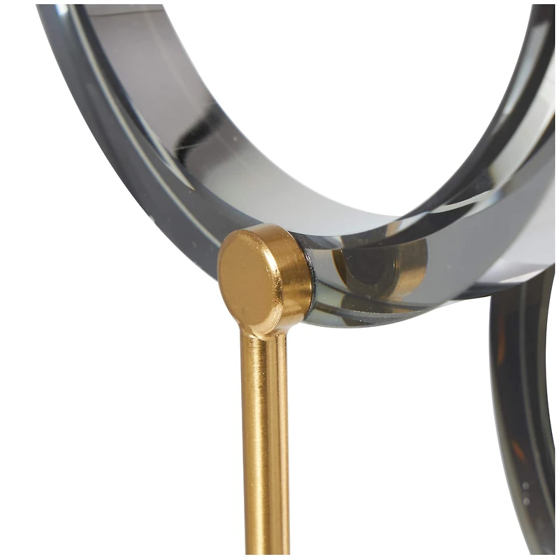 Silver Glass Geometric Round Hoop Sculpture Set