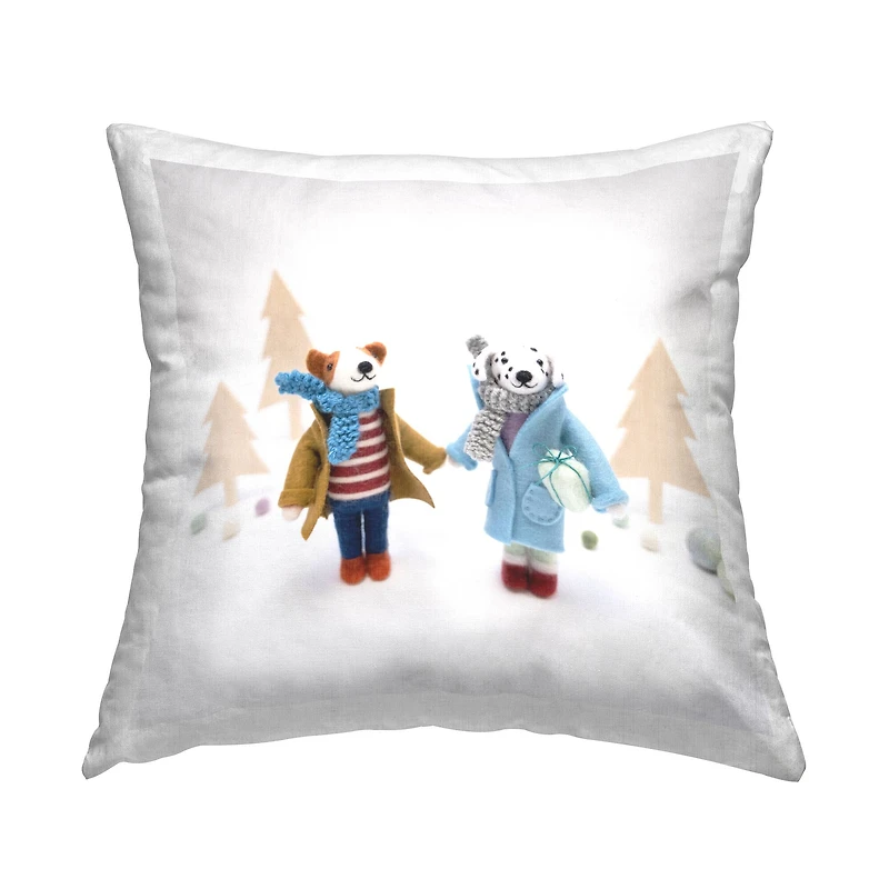 Stupell Industries Dogs Holding Hands Holiday Gifts Throw Pillow