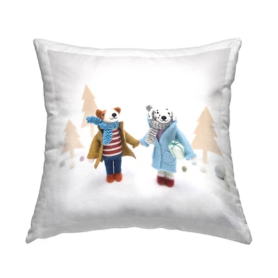 Stupell Industries Dogs Holding Hands Holiday Gifts Throw Pillow