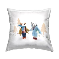 Stupell Industries Dogs Holding Hands Holiday Gifts Throw Pillow