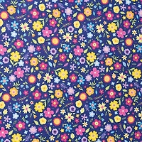 SINGER Bright Floral on Blue Cotton Fabric
