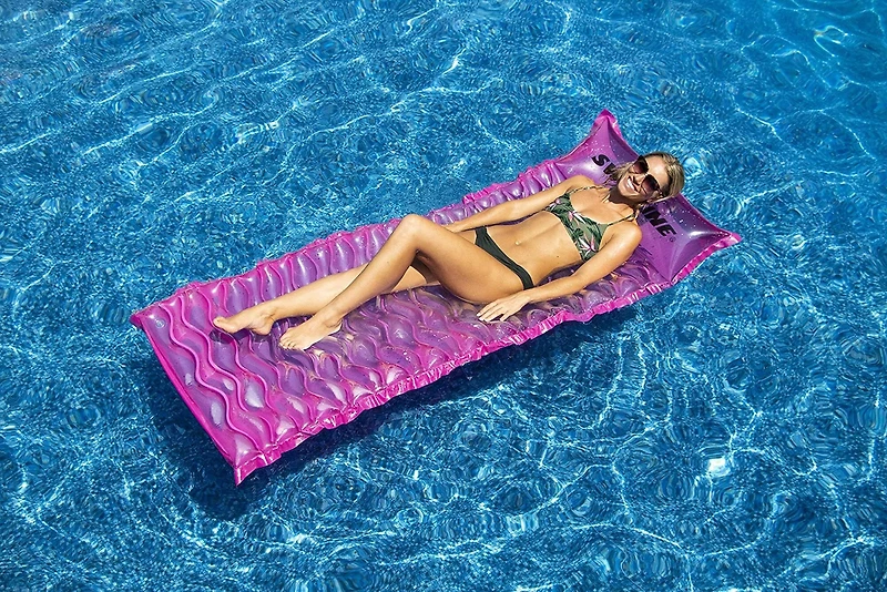 72" Inflatable Pink Bubble Swirled Swimming Pool Mattress Float