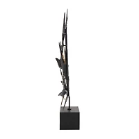 19.5" Black Metallic Flying Flock of Birds Sculpture Décor