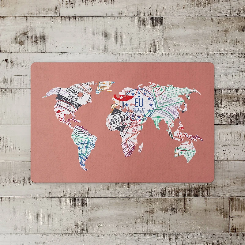 World Map Stamps 27" x 18" Floor Mat